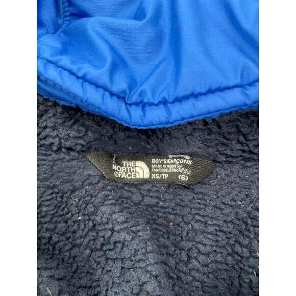 The North Face Boys XS Insulated Hooded Puffer Jacket Goose Down Blue Coat - Picture 3 of 9